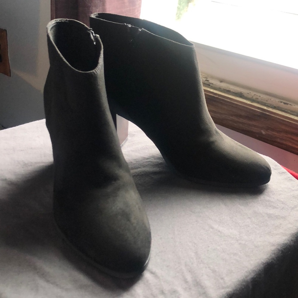 Faux-suede high-heeled booties